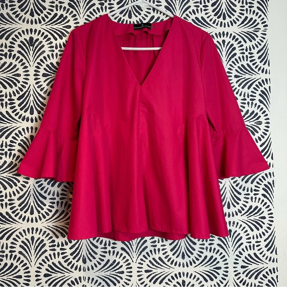 Tuckernuck Pomander Place Pink Cotton Bell Sleeve Blouse - Picture 2 of 11